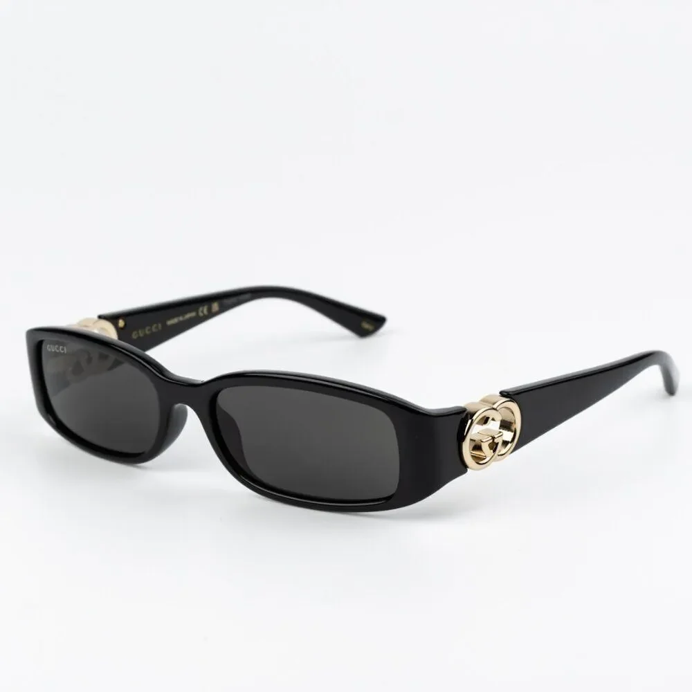 NEW Gucci GG1661S 001 Black Grey Rectangle Unisex Sunglasses